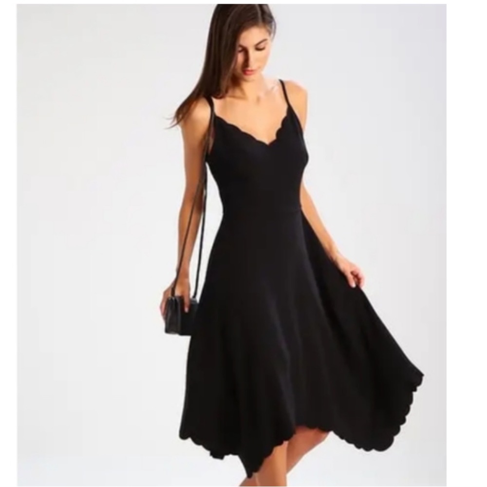 TED BAKER SIMBAH ROSE GOLD DETAIL SCALLOPED HEM MIDI DRESS SZ US 10/12 TED SZ 4
